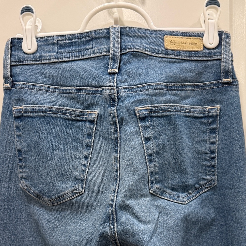 Ag Adriano Goldschmied Medium Blue Bootcut Jeans with Frayed Hem - Picture 6 of 13